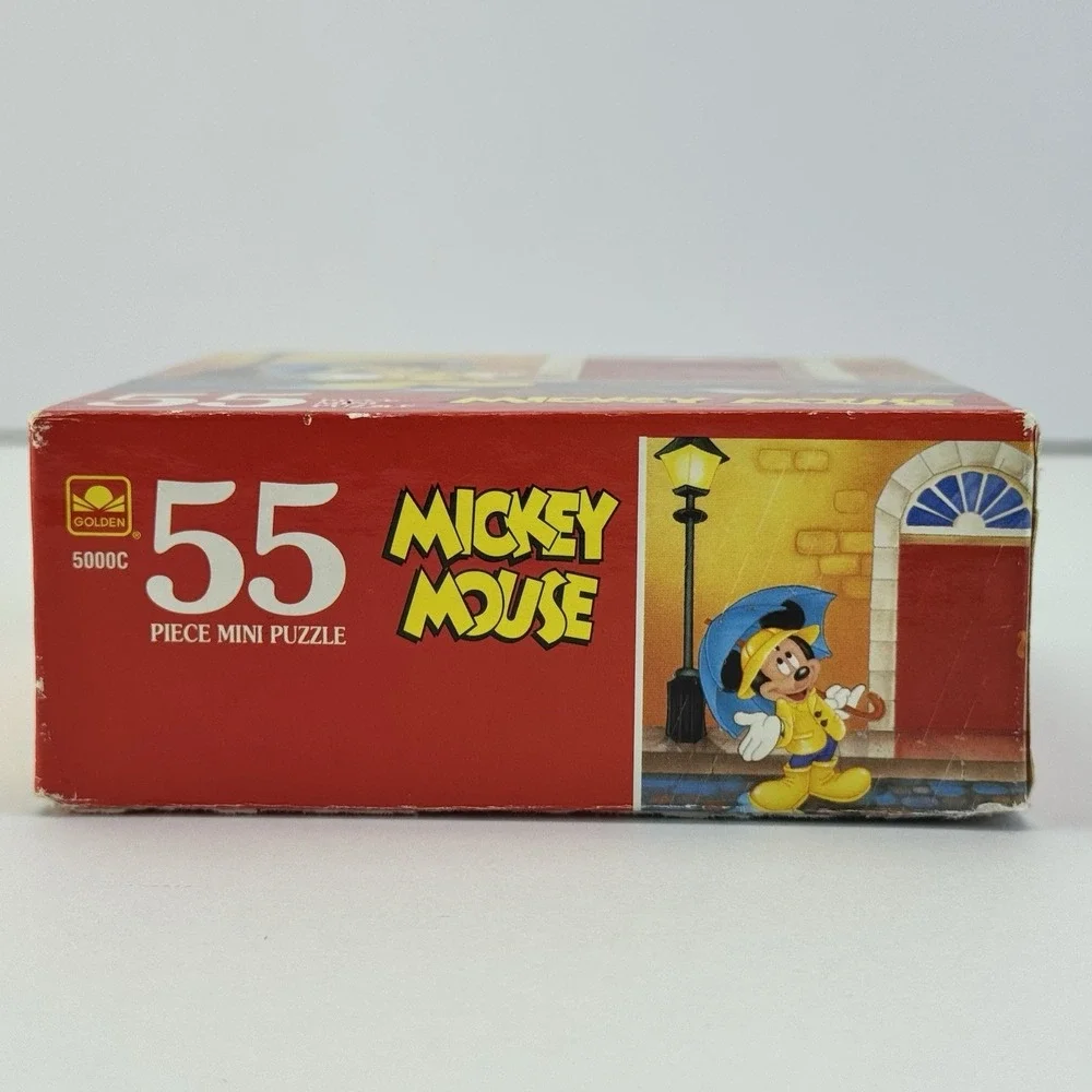 Vtg Disney Mickey Mouse In The Rain Mini Puzzle 55 Piece Golden Rare Complete
